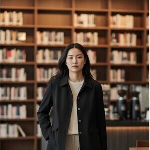 Chicos Jacket Womens 2 or Large Black Snap Front Collared Pocket Zip Classic